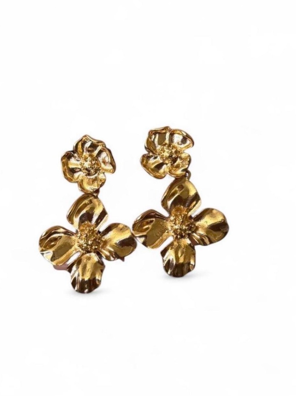 Gold Floral Drop Earrings - Women Jewelry